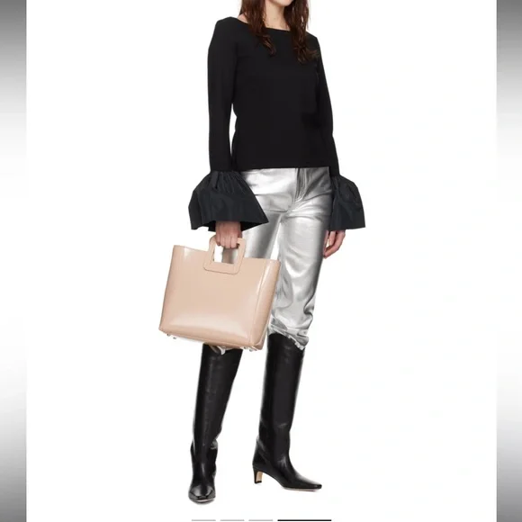 STAUD Beige Leather Tote Bag - Picture 4 of 12